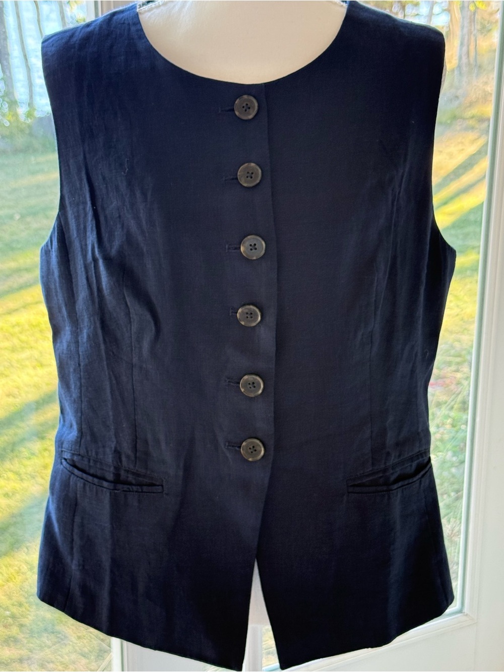 J Crew Classic Sleeveless Button-Front Vest - Navy